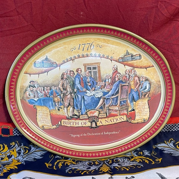 VTG 1992 Miller Brewing Co Birth of a Nation Declaration of Independence Tray - Picture 1 of 5